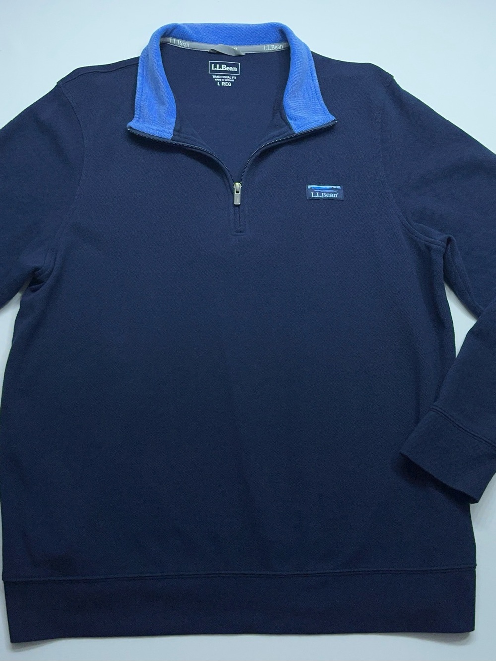 LL Bean 1/4 Quarter-Zip Pullover Mens Size Large  Pullover Sweater Navy Blue